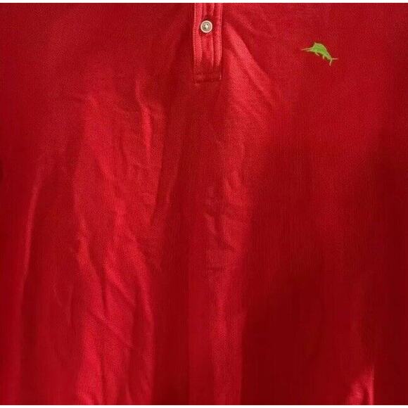 Tommy Bahama Polo Shirt Mens 2XL Red Performance Short Sleeve Slit Logo Collared - Picture 2 of 7